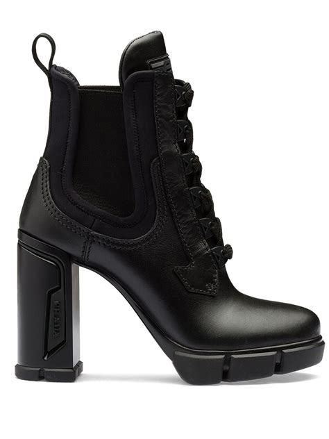 prada high heel|Prada chunky heel ankle boots.